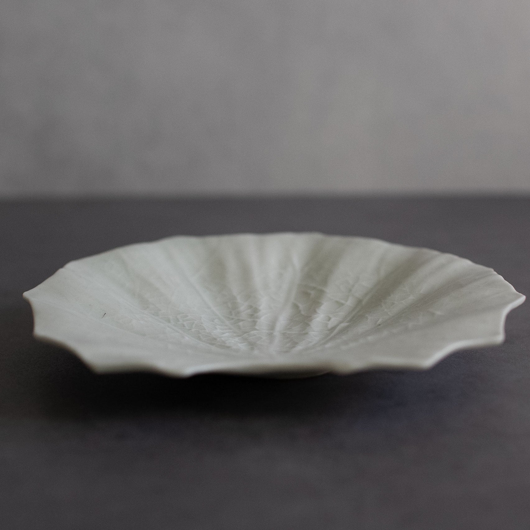 灰青釉ツワブキ 四寸皿【前田麻美】 | Elena Tokyo（絵れ菜Tokyo）